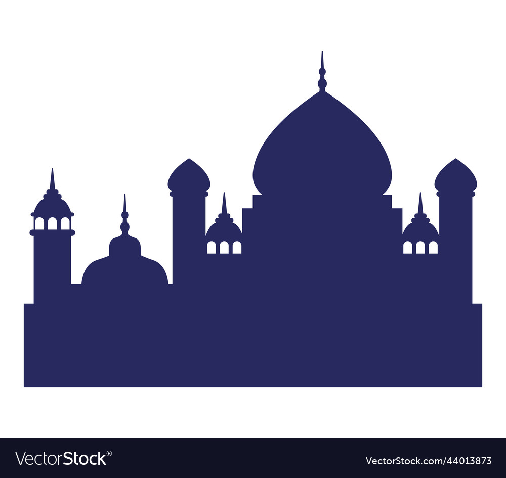 Muslim mosque blue silhouette Royalty Free Vector Image