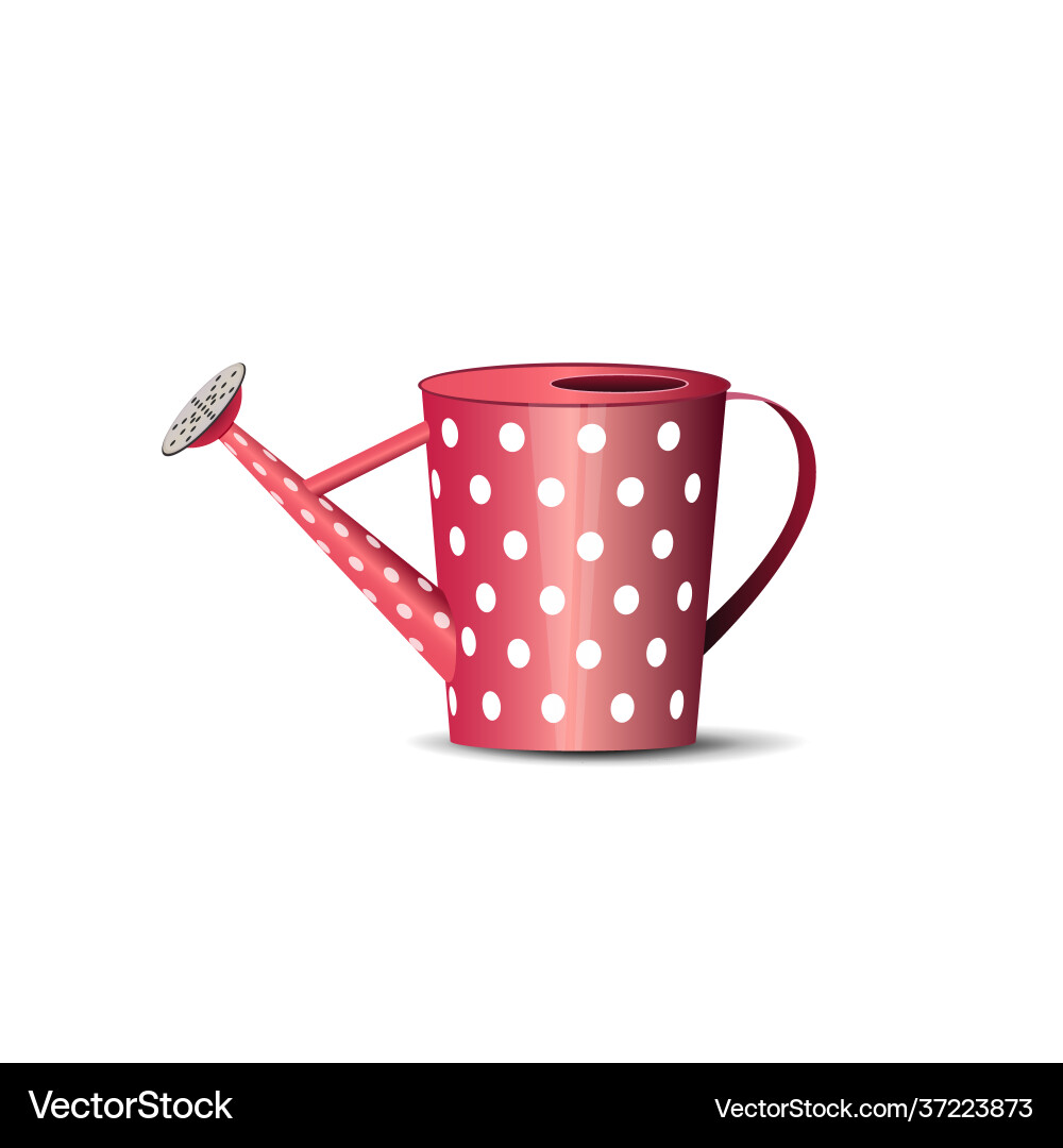 Red watering can with polka dots isolated Vector Image