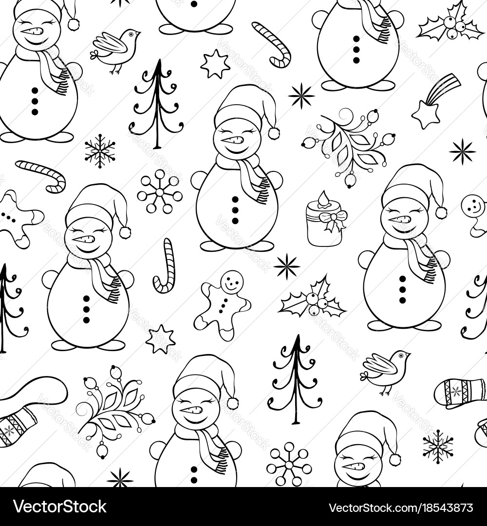 Seamless pattern with snowmen Royalty Free Vector Image