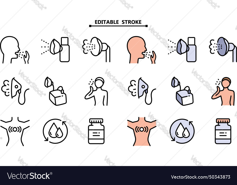 Set of nebulizers different types editable Vector Image