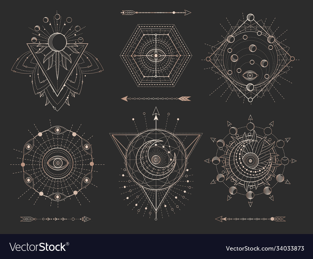 Set Sacred Geometric Symbols And Figures Vector Image