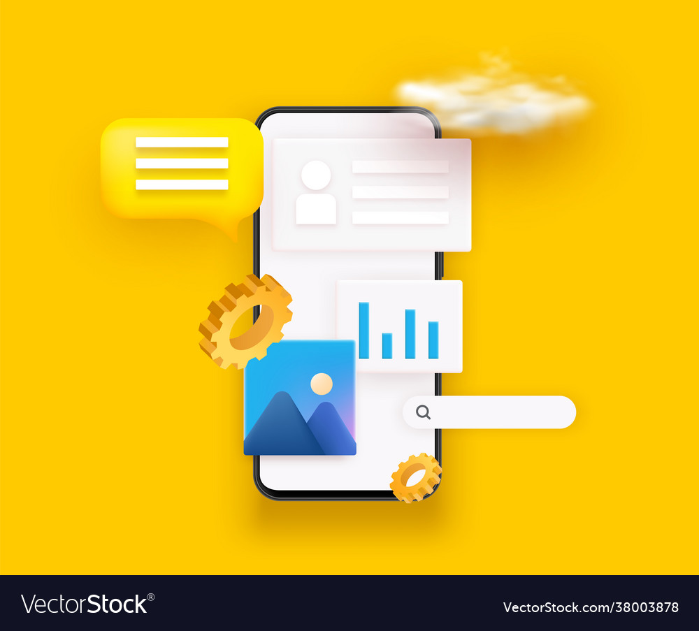 3d ui and ux design useful app mobile Royalty Free Vector