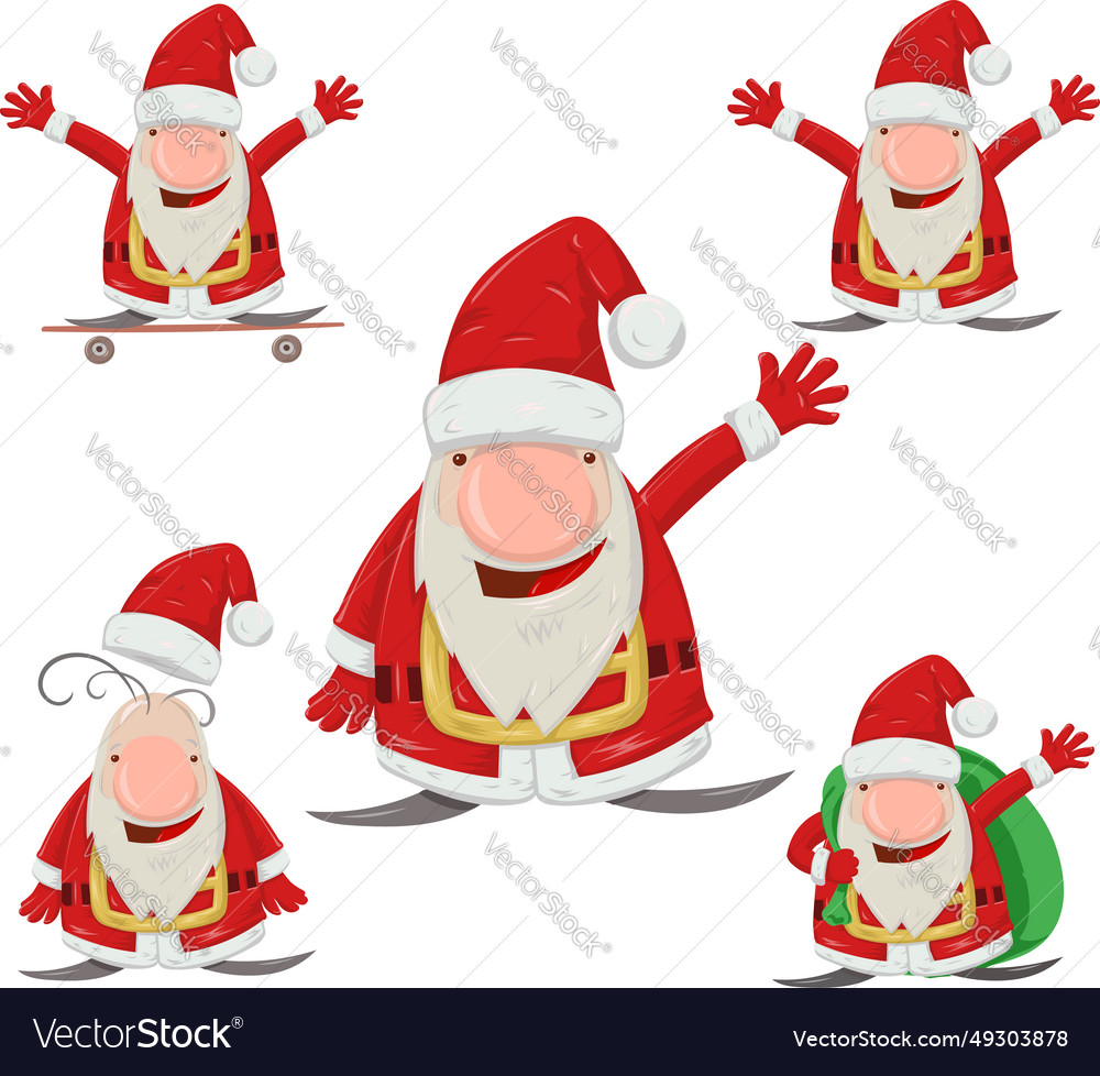 Christmas santa claus full body set Royalty Free Vector