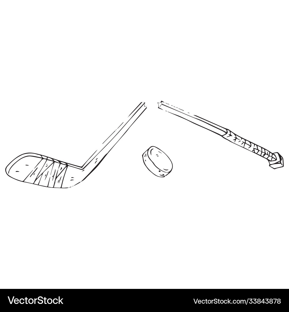 Hockey stick with puck a broken Royalty Free Vector Image