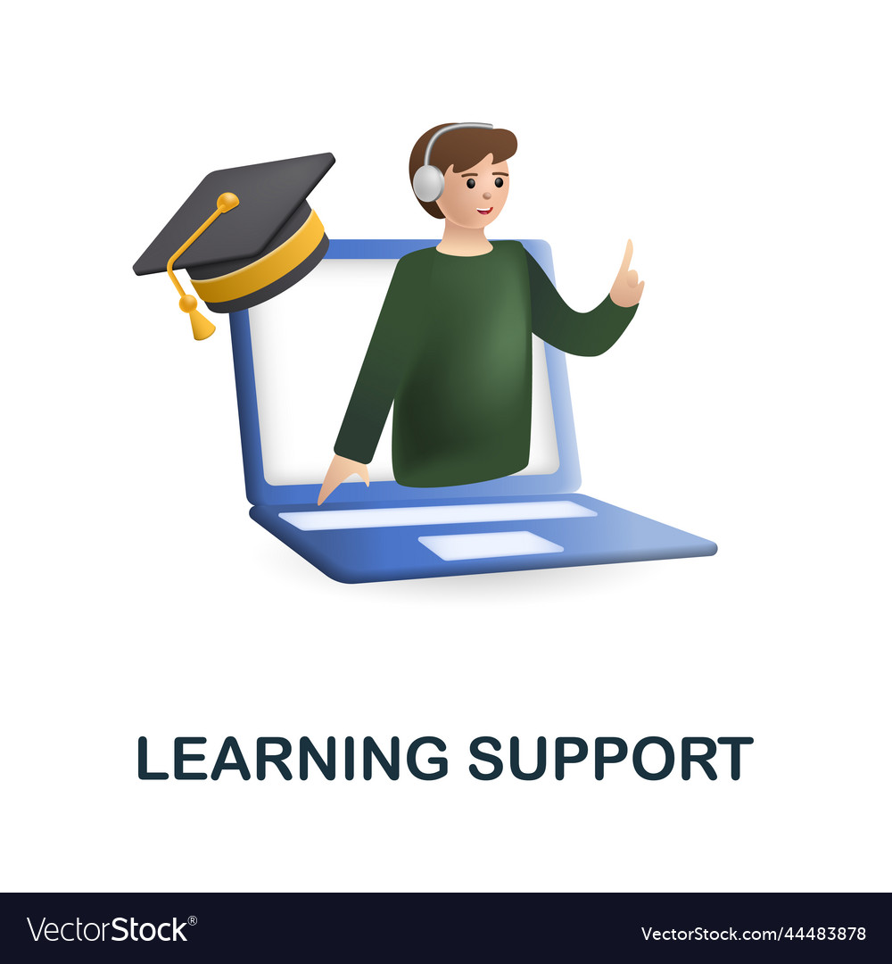 Learning support icon 3d from e-learning Vector Image