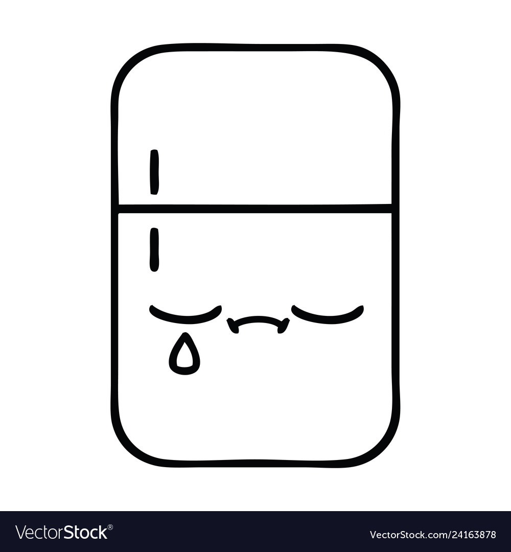 Line drawing cartoon fridge freezer Royalty Free Vector Line drawing cartoon fridge freezer Royalty Free Vector