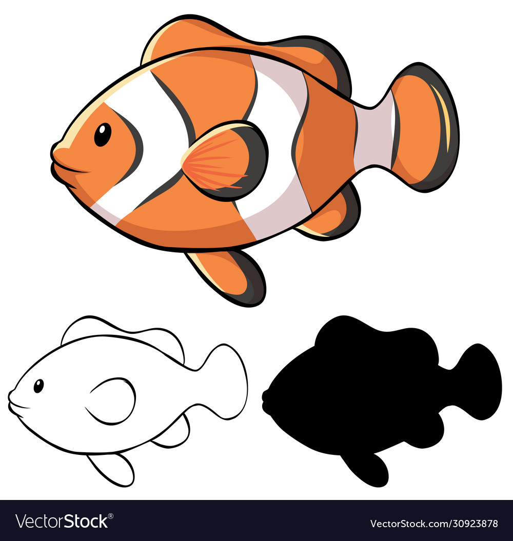 Set clownfish cartoon Royalty Free Vector Image