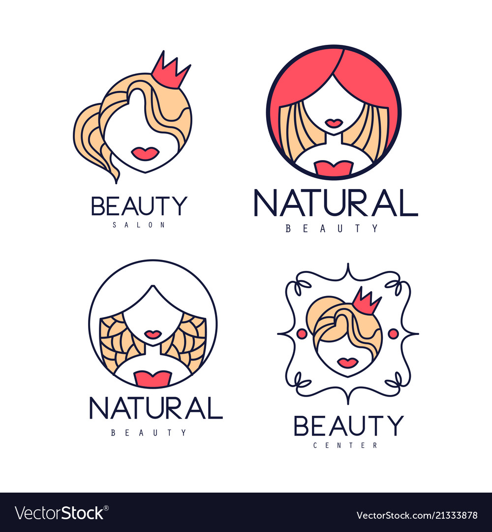 Set of abstract logos for beauty or hair