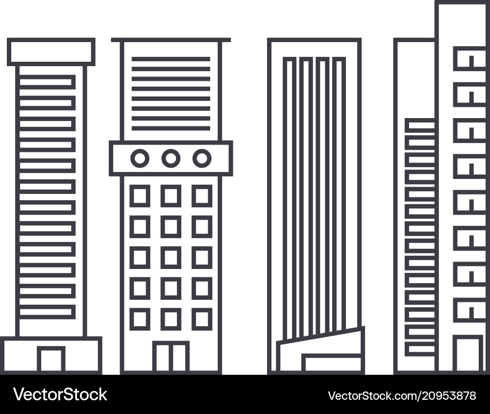 Skyscraper thin line icon concept Royalty Free Vector Image