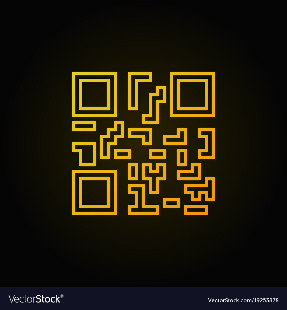 Yellow qr code concept line icon on dark