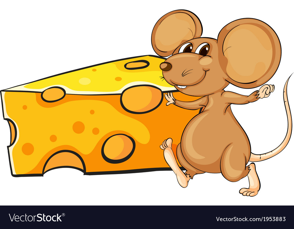 Mouses with cheese house in garden cartoon Vector Image