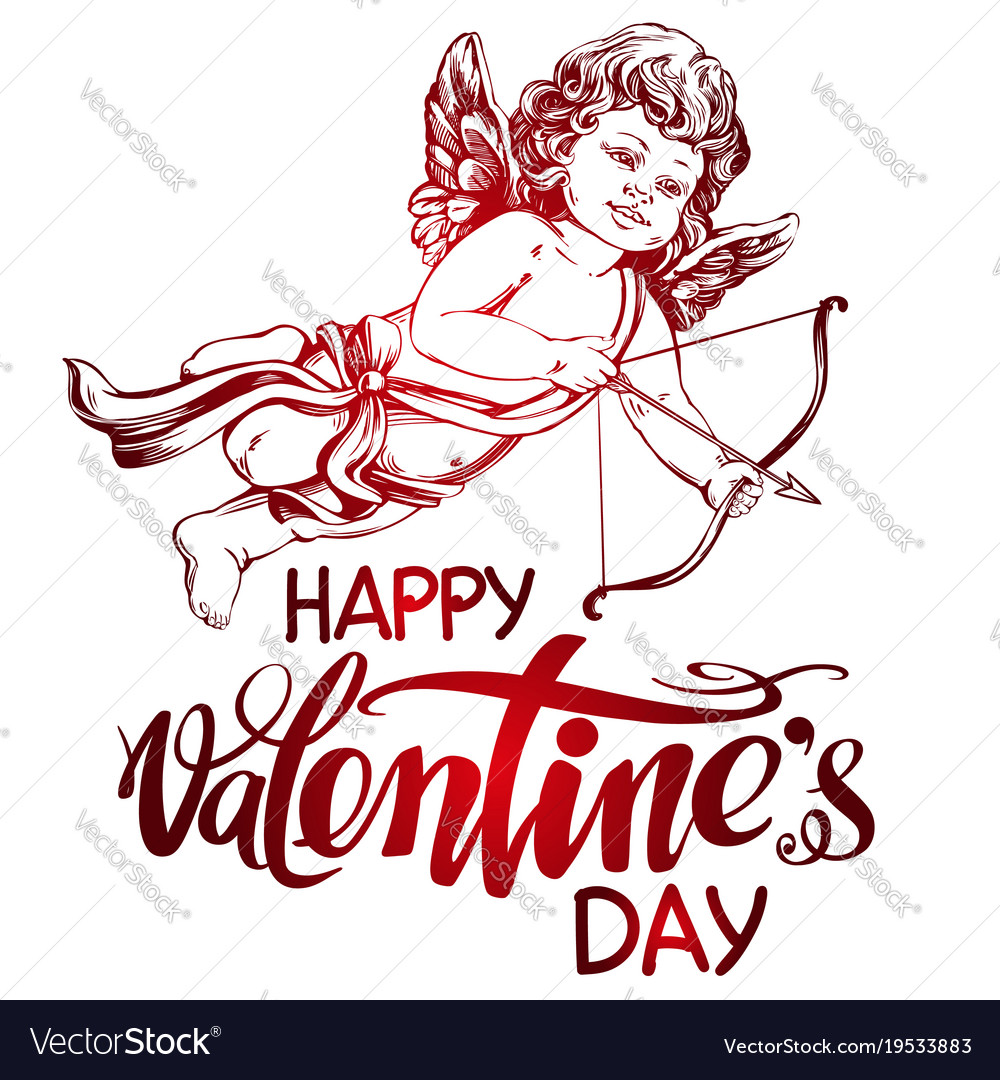 Angel little baby cupid shoots a bow with an Vector Image