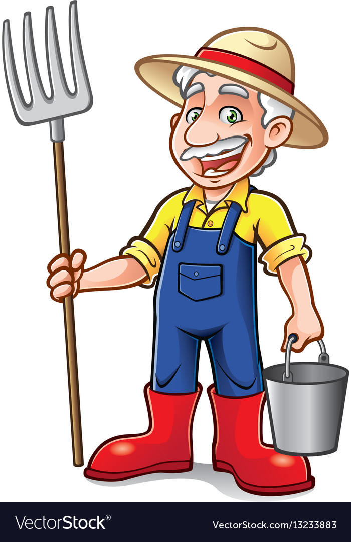 Cartoon Farmer Standing Royalty Free Vector Image