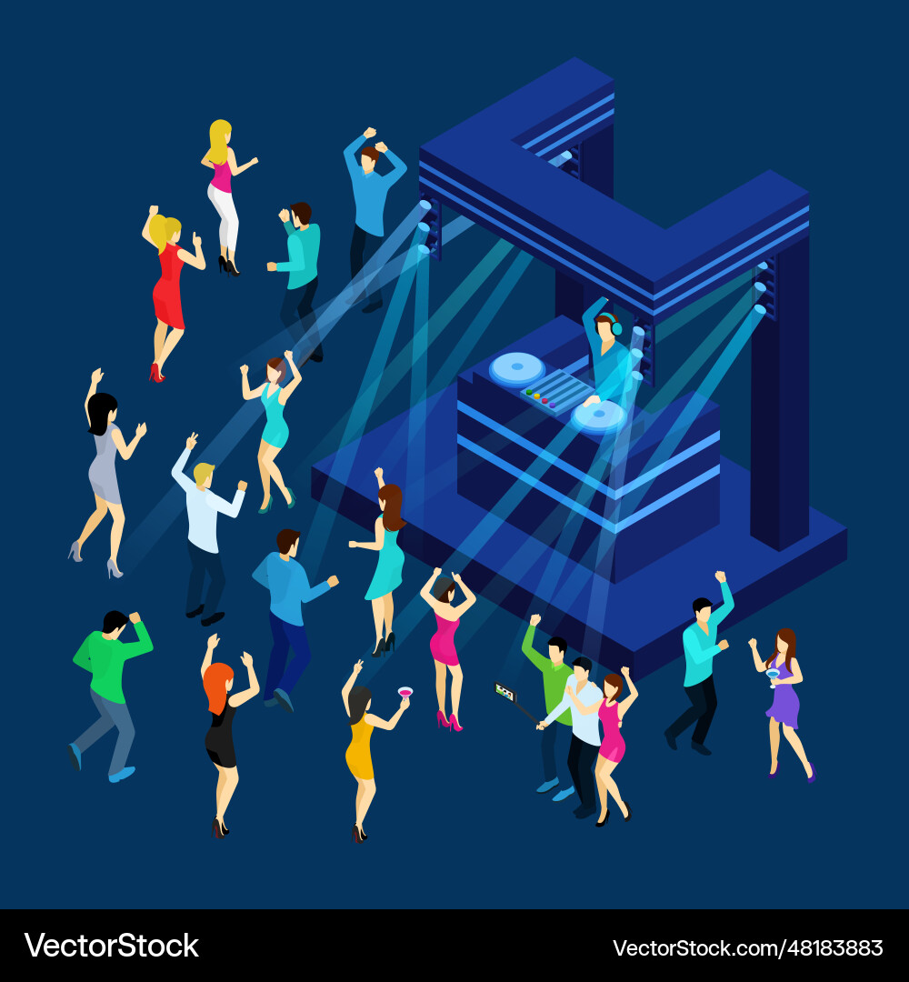 Dancing people isometric Royalty Free Vector Image