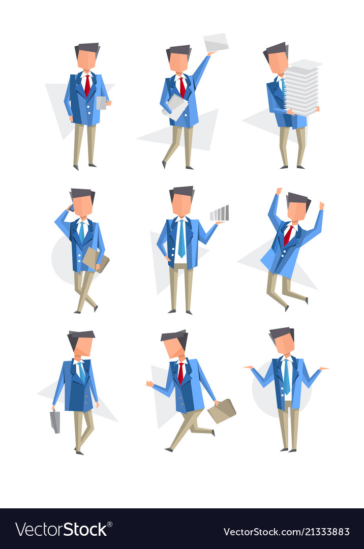 Flat set of icons with businessman office