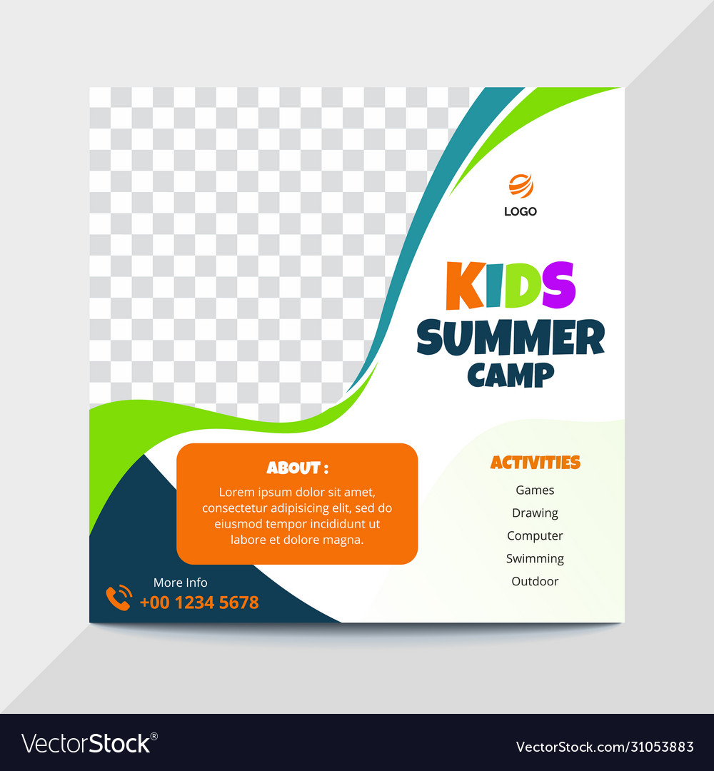 Kids Summer Camp Instagram Banner Royalty Free Vector Image