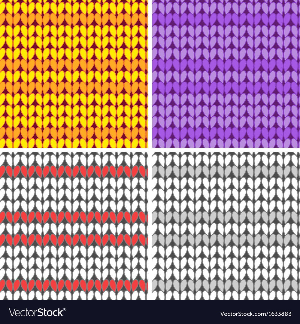 Knitting seamless patterns set Royalty Free Vector Image