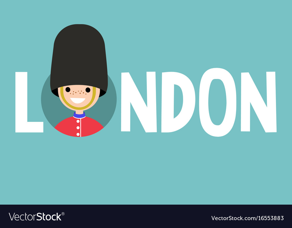 London conceptual sign smiling beefeater wearing