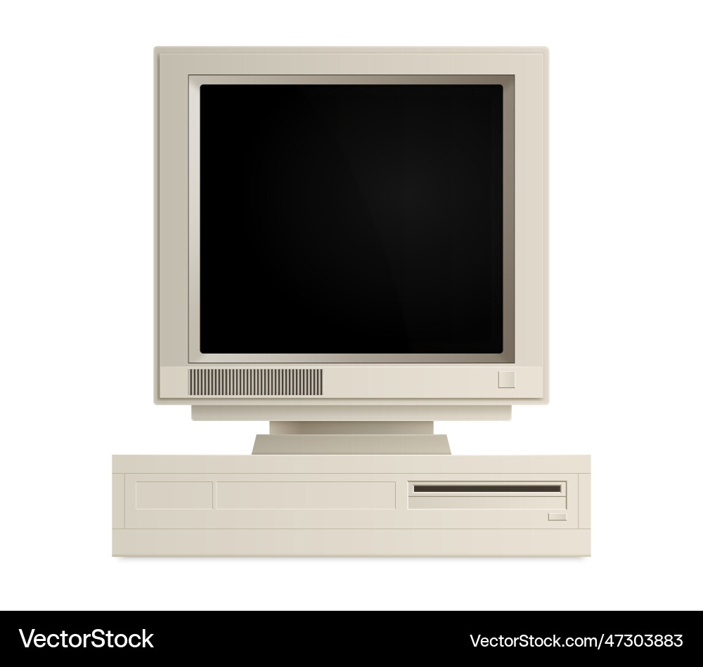 Retro desktop computer composition Royalty Free Vector Image