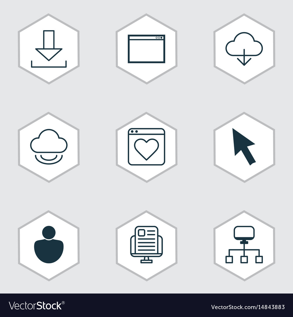 Set of 9 internet icons includes program save