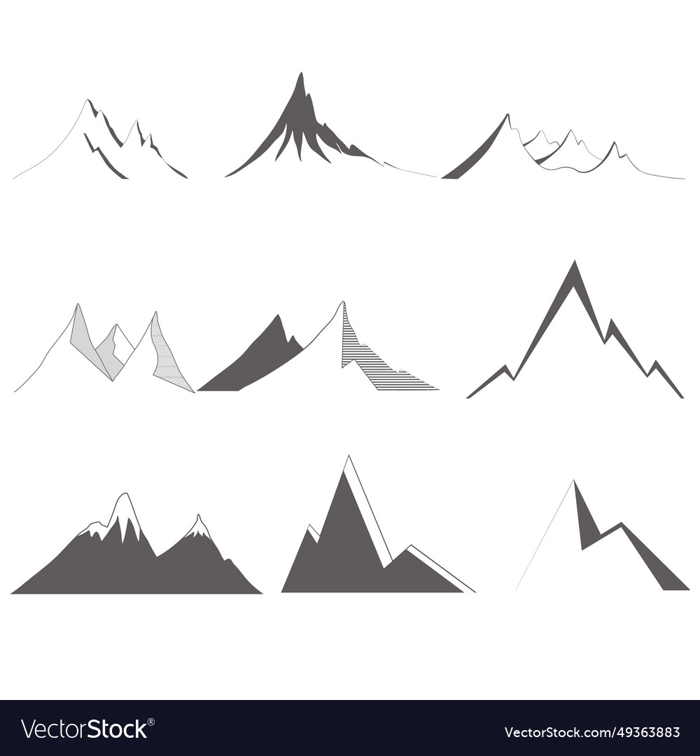 Set of mountais shapes Royalty Free Vector Image