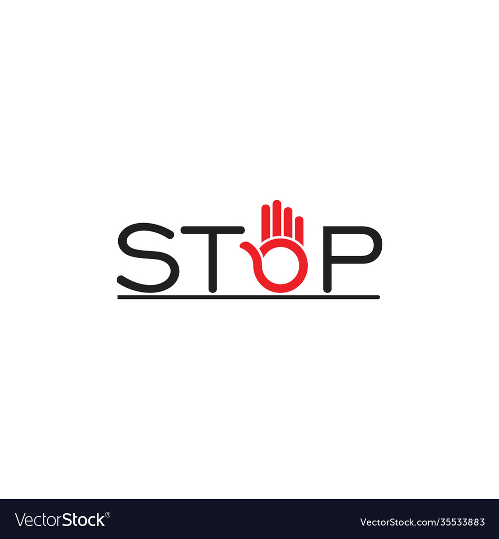 Text stop hand palm symbol decoration Royalty Free Vector