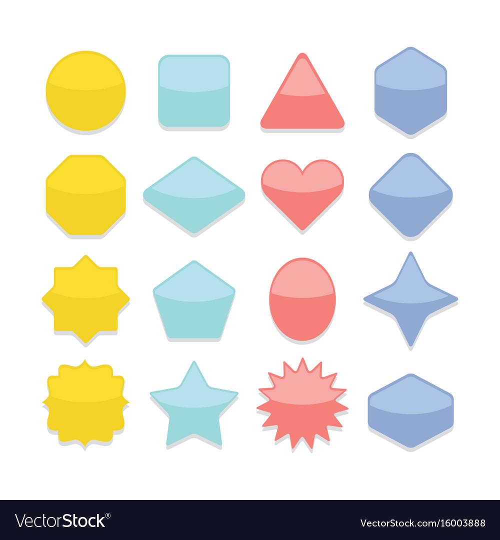 Basic colorful geometrical shape web buttons set