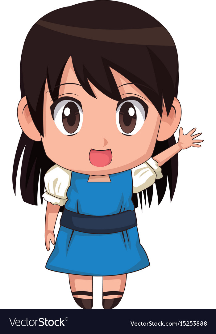  Cute  anime  chibi little girl  cartoon  style Vector Image