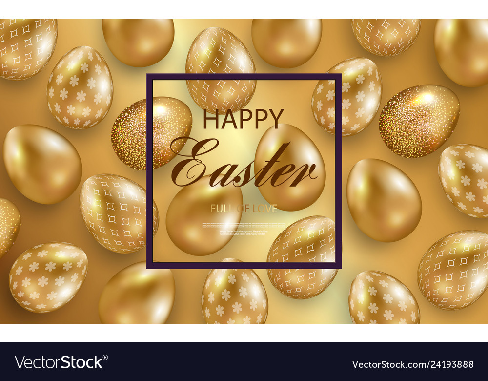 Easter card with gold ornate golden eggs