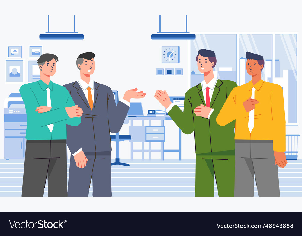 Group of businessman discussing deals sharing