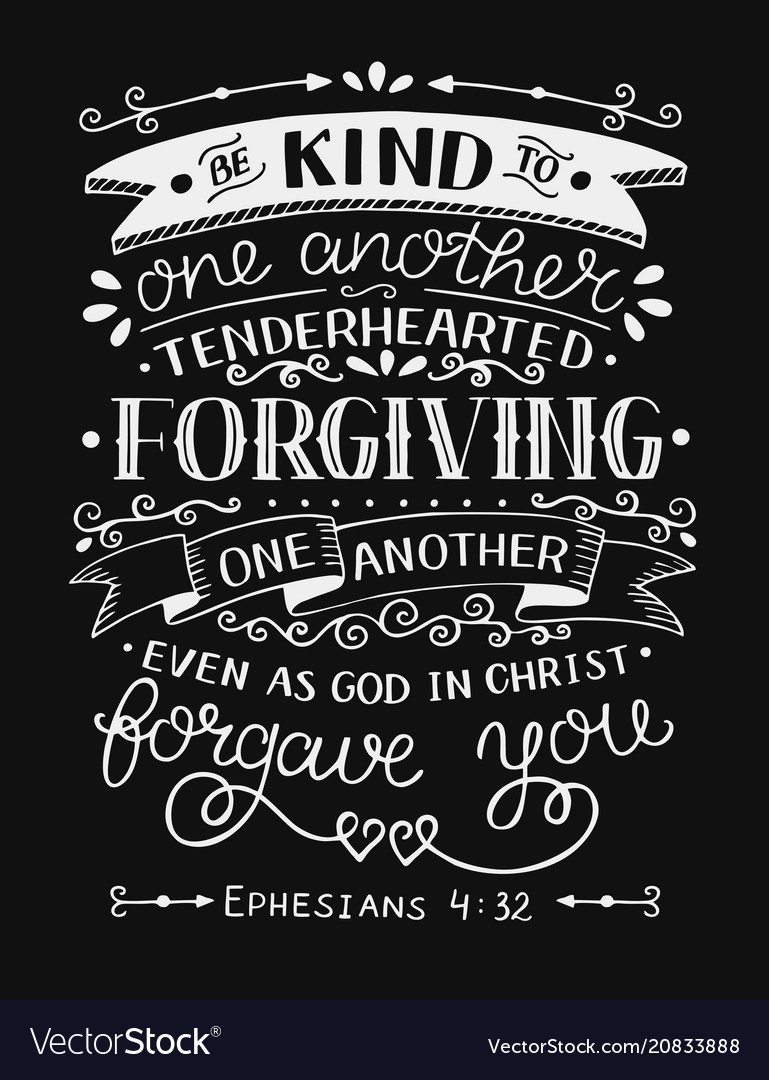 hand-lettering-with-bible-verse-be-kind-to-one-vector-image