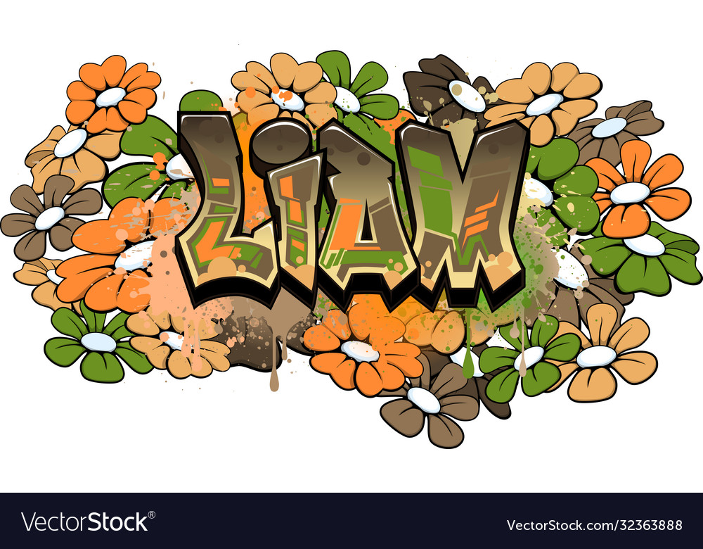 Liam graffiti text logotype design Royalty Free Vector Image