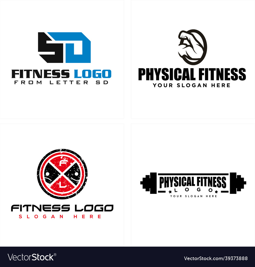 Physical fitness muscle logo design Royalty Free Vector