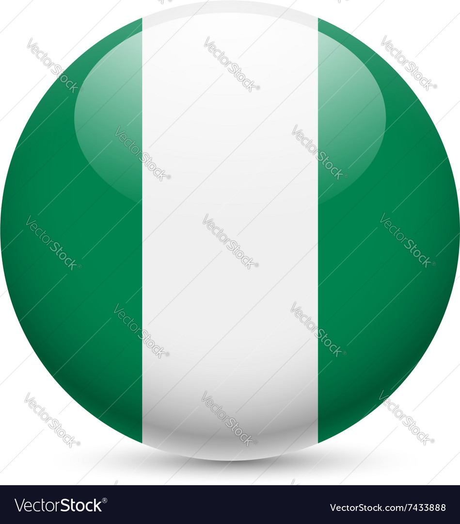 Round glossy icon of nigeria