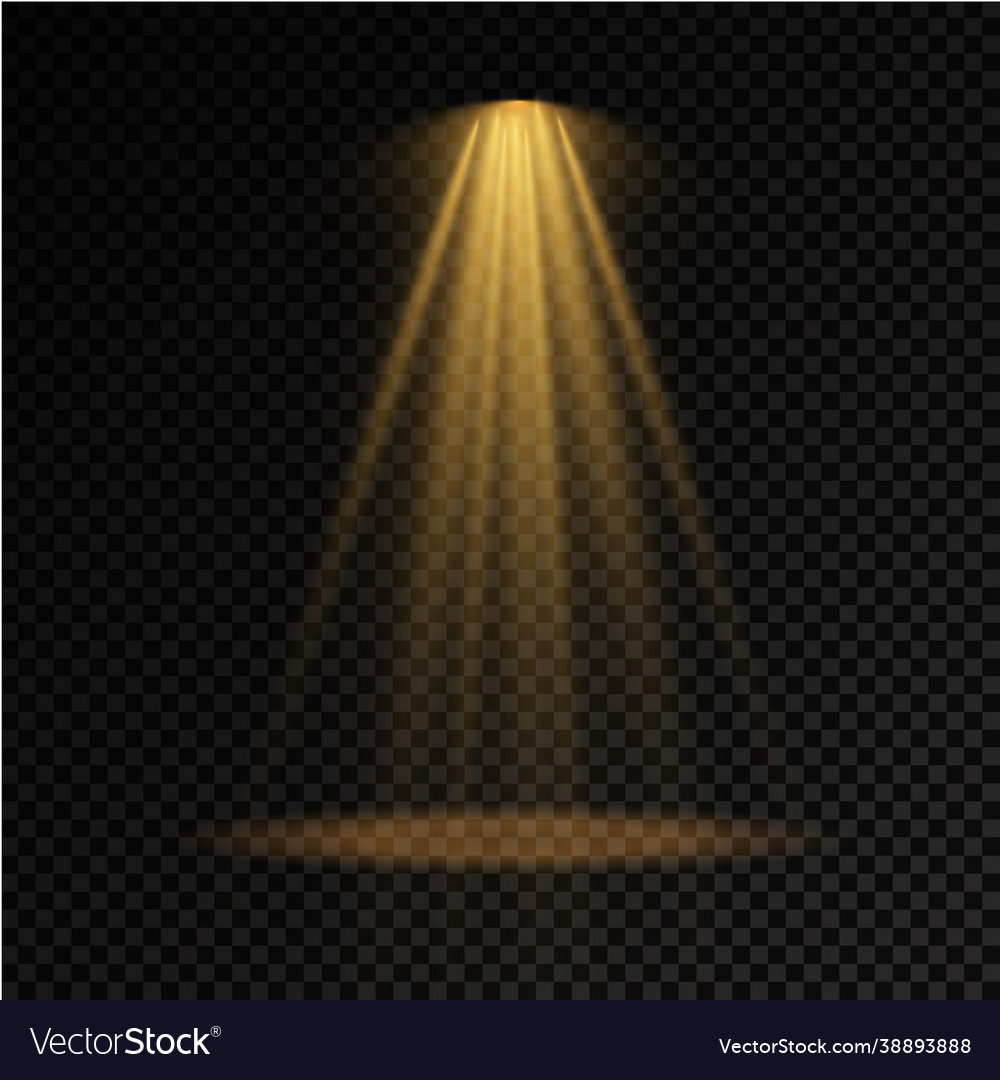 Spotlight projector light effect with yellow rays Vector Image