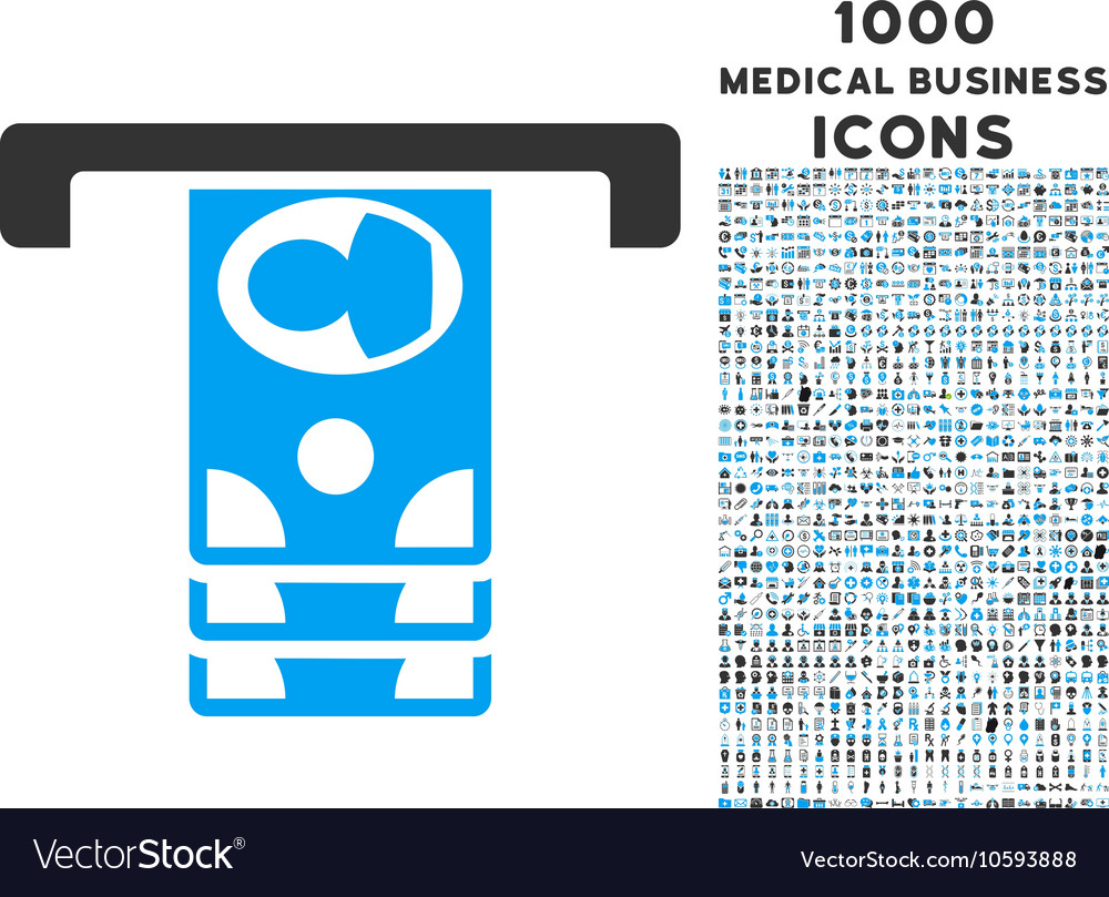 Withdraw banknotes icon with 1000 medical business