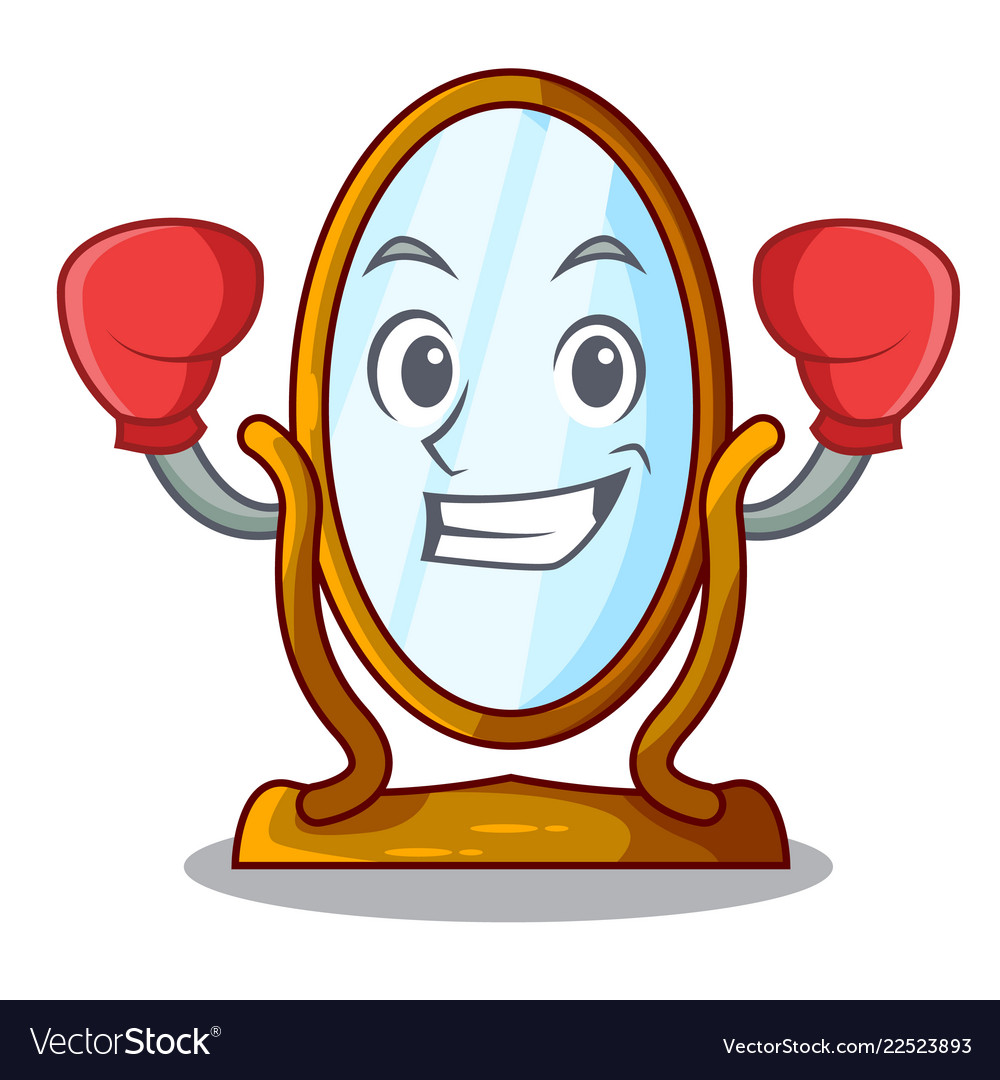 Boxing character big mirror in beautiful frame