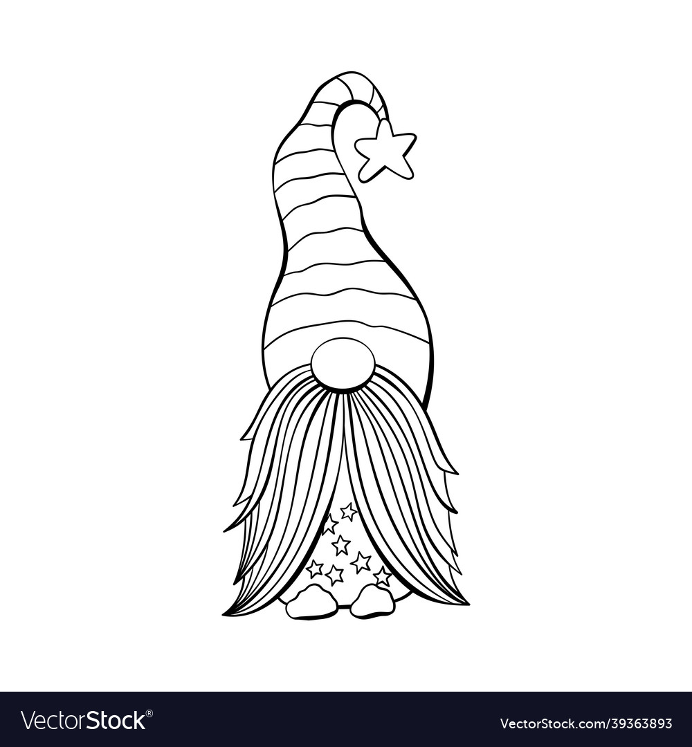 Gnome contour drawing Royalty Free Vector Image