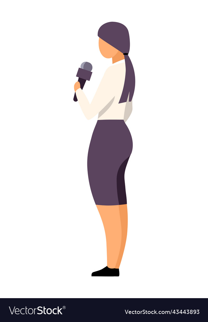 Journalist with microphone semi flat color Vector Image