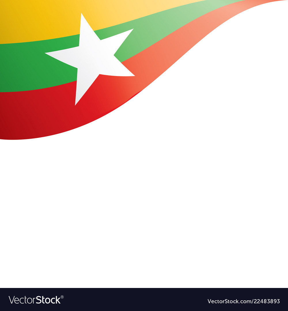 Myanmar flag on a white