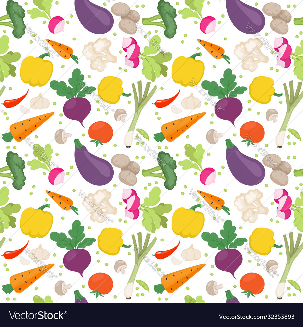 Seamless pattern from fresh vegetables radishes Vector Image