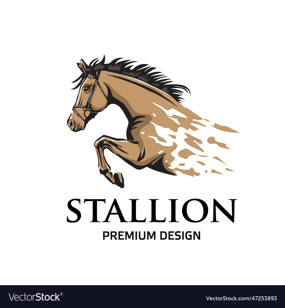 Stallion horse racing logo template Royalty Free Vector