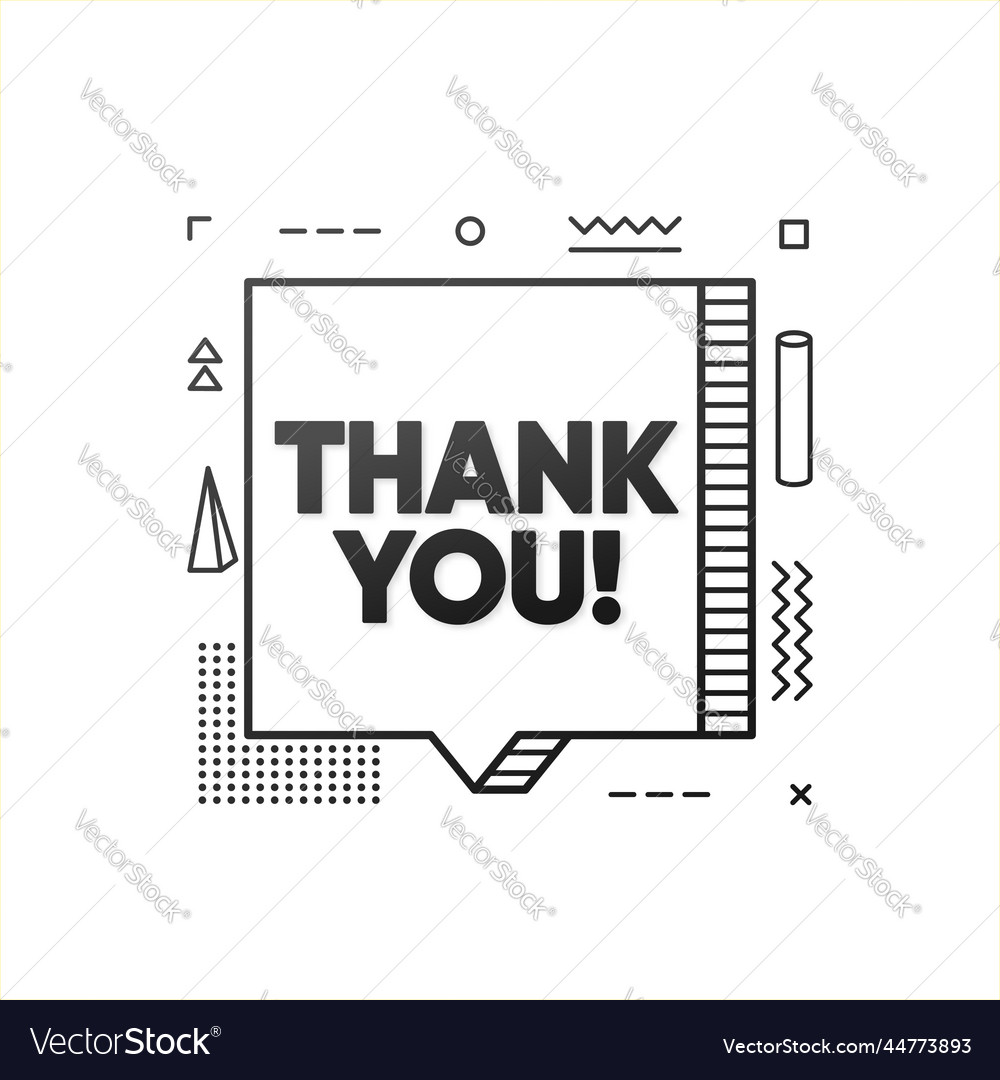 Thank you geometry banner on white background Vector Image