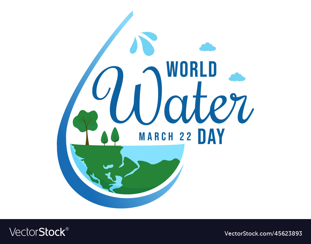 World water day on 5 march with waterdrop from Vector Image