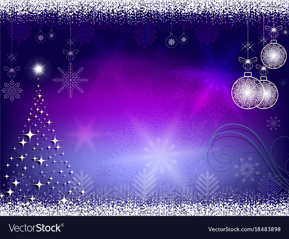 Christmas blue purple background with balls Vector Image