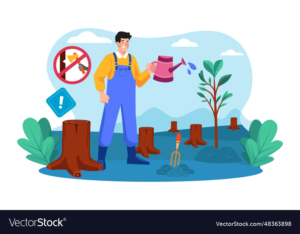 Forest preservation concept a flat isolated Vector Image