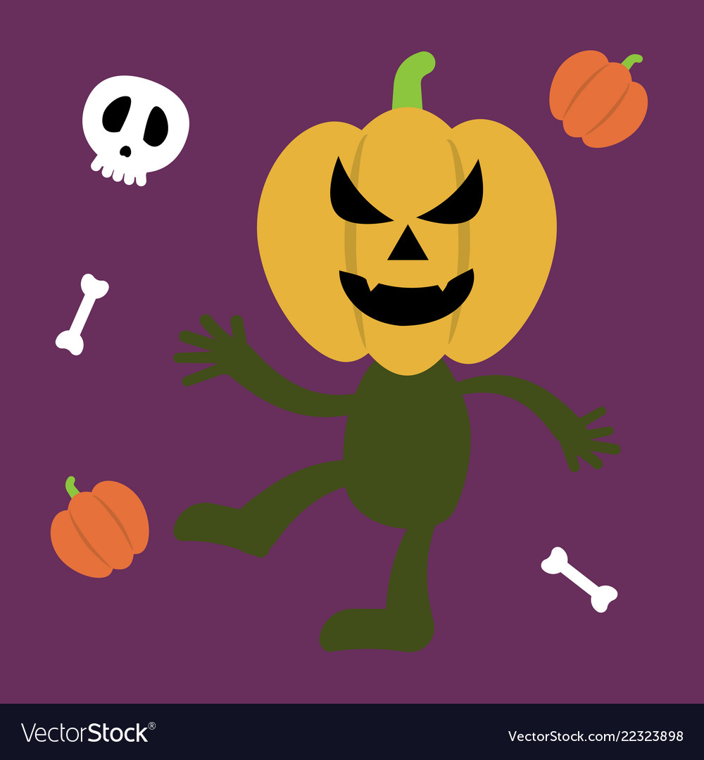 Halloween monster set of icons pumpkin ghost