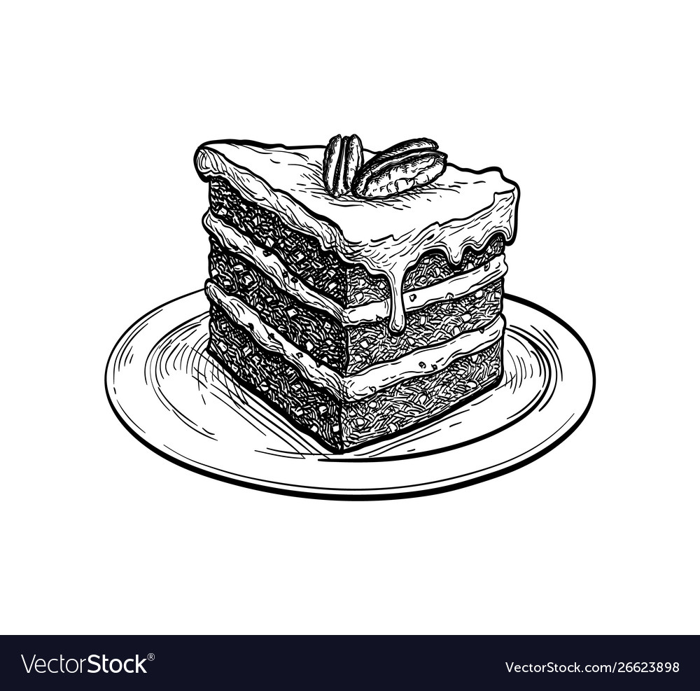 Ink sketch carrot cake Royalty Free Vector Image