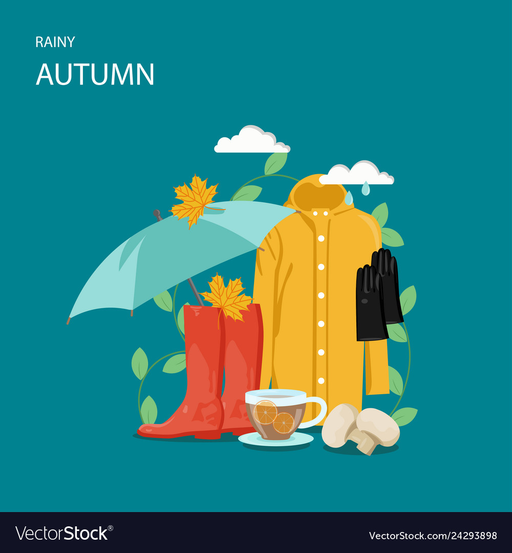 Rainy autumn flat style design