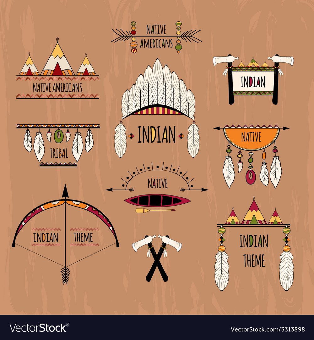 Tribal labels set colored Royalty Free Vector Image